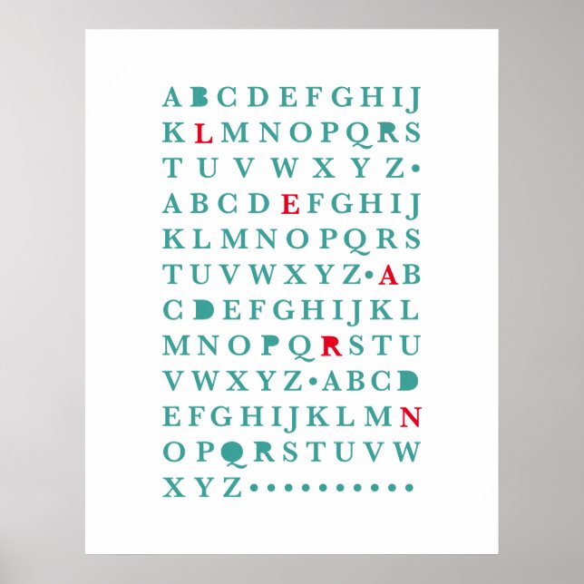 Alphabet Learn Letter Modern Typography ABC Poster (Front)