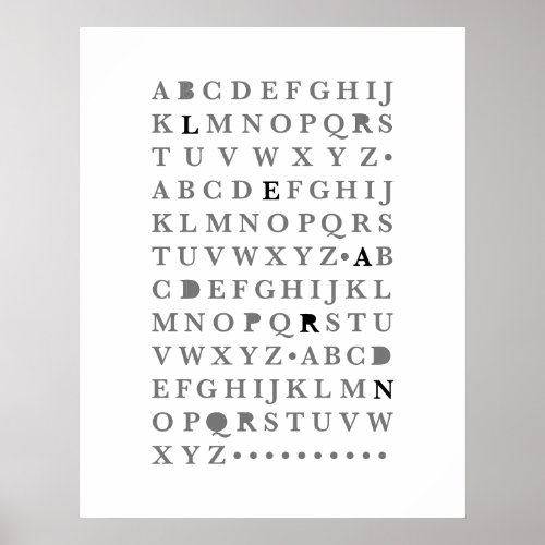 Alphabet Learn Letter Modern Typography ABC Poster