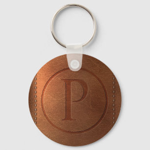 alphabet leather letter P Keychain