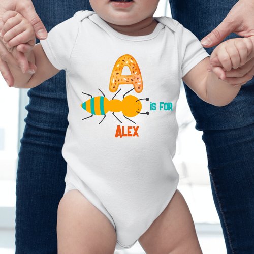  Alphabet  Letter A  Add your Name Cute  Baby Bodysuit