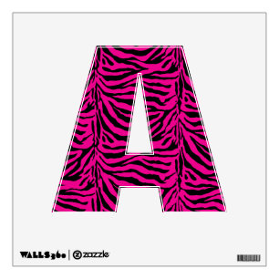 Alphabet Letter A Initial - Pink Zebra Stripes Wall Decal