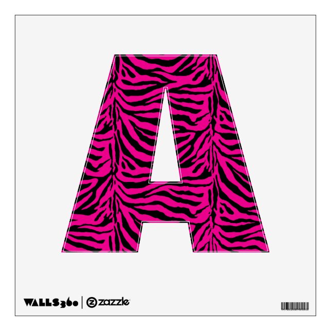 Alphabet Letter A Initial - Pink Zebra Stripes Wall Decal (Front)