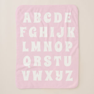 Alphabet Letter Abc pink white kids children Sherpa Blanket