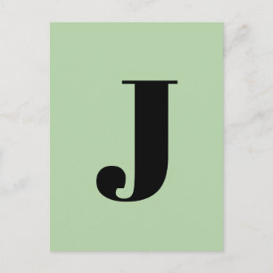 Alphabet Letter   Custom Minimalist Initial Green Postcard