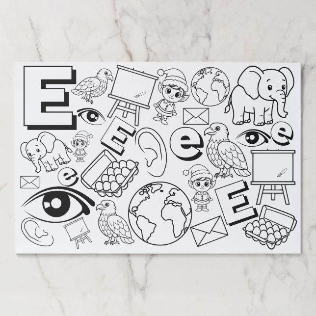 Alphabet Letter E Coloring Book Paper Pad (Front)