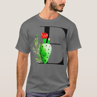 Alphabet letter E with watercolor cactus and leave T-Shirt