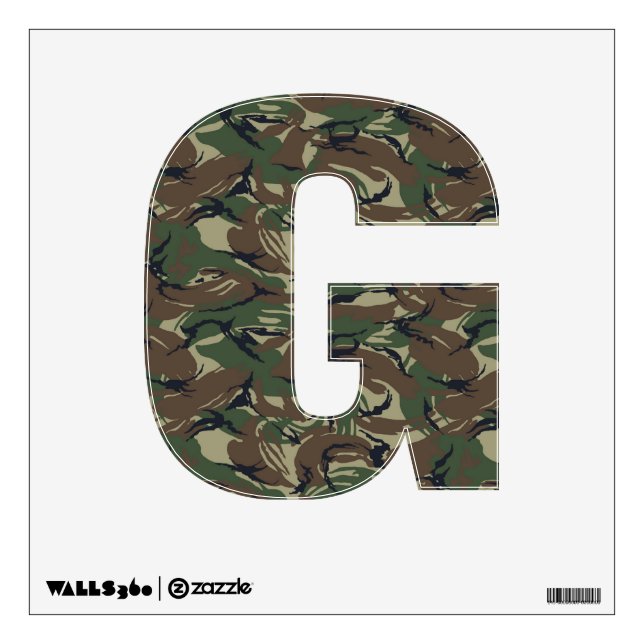 Alphabet Letter G - British 95 Forest Camouflage Wall Sticker (Front)