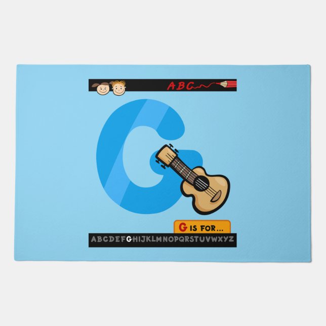 Alphabet Letter G is for Guitar Doormat (Front)