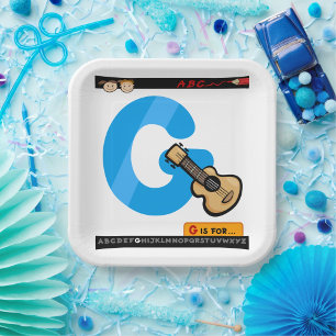 Alphabet Letter G is for Guitar Paper Plates