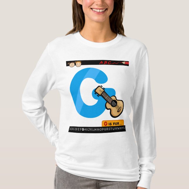 Alphabet Letter G is for Guitar T-Shirt (Front)