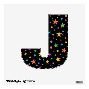 Alphabet Letter J   Bright Star Confetti Pattern Wall Decal