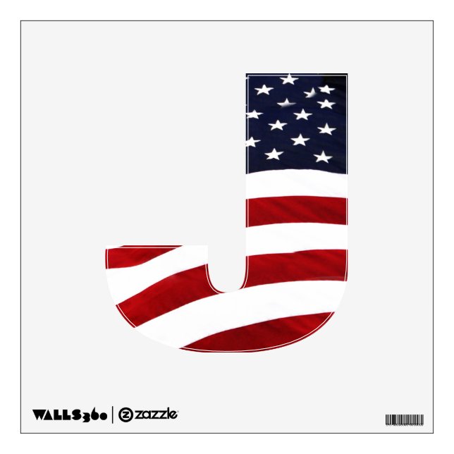 Alphabet Letter J  Decal - Patriotic American Flag (Front)