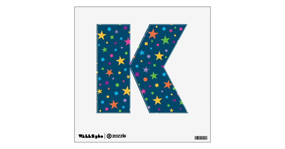 Alphabet Letter K Colorful Stars Confetti Pattern Wall Decal Zazzle Com