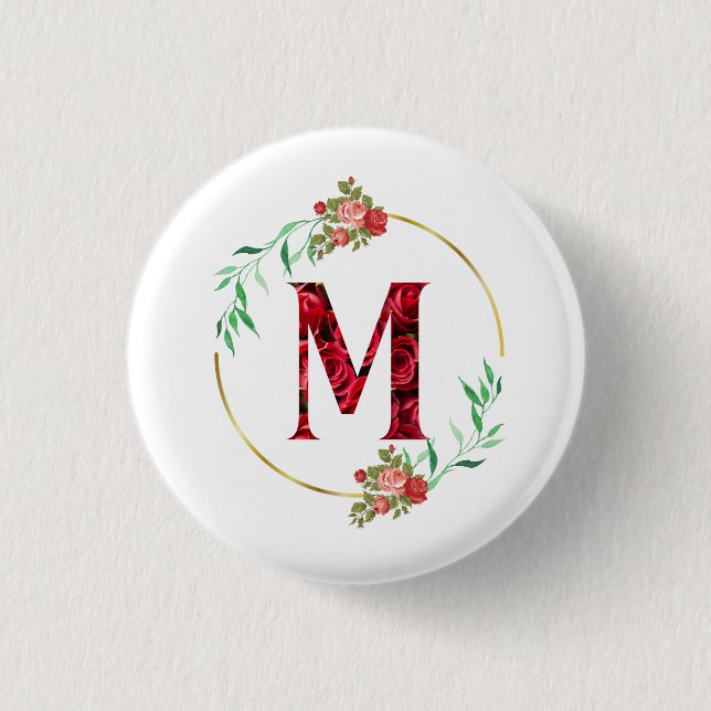 Alphabet Letter M  Button (Front)