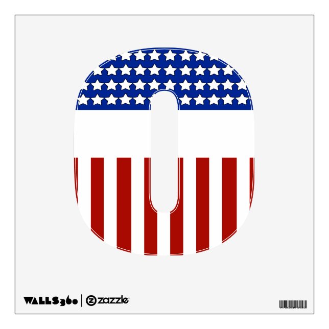 Alphabet Letter O - Patriotic Red White & Blue Wall Sticker (Front)