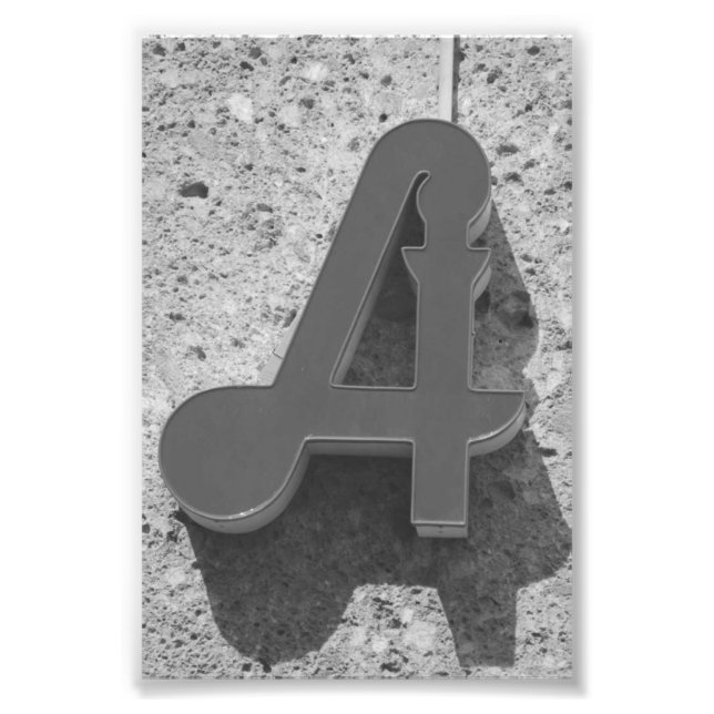 Alphabet Letter Photography A9 Black and White 4x6 Photo Print (Front)