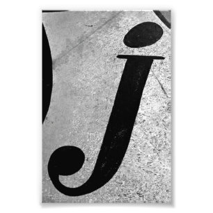 Alphabet Letter Photography J1 Black and White 4x6 Photo Print