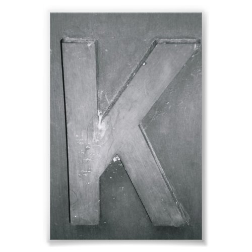 Alphabet Letter Photography K1 Black and White 4x6 Photo Print