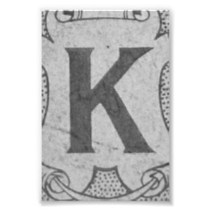 Alphabet Letter Photography K2 Black and White 4x6 Photo Print
