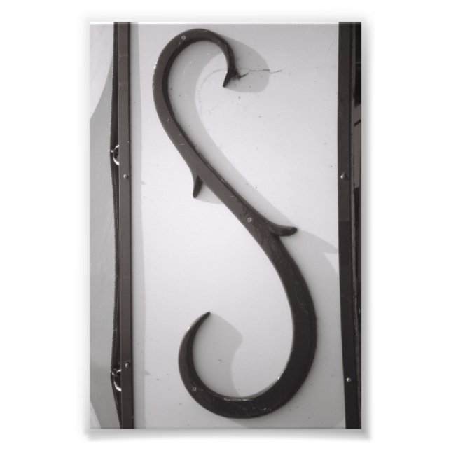Alphabet Letter Photography S1 Black and White 4x6 Photo Print (Front)