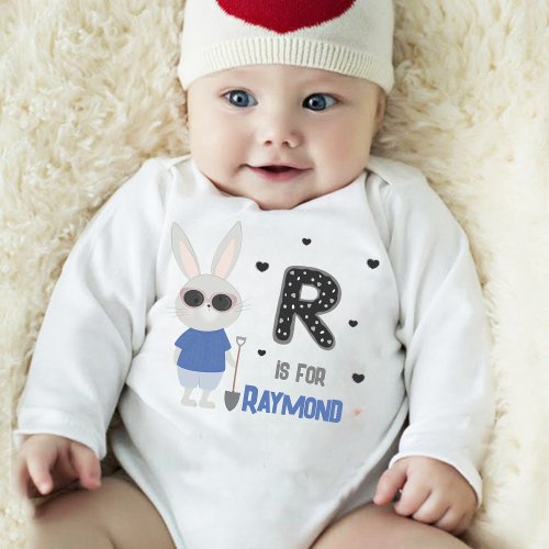  Alphabet  Letter R   Add your Name Cute  Baby Bodysuit