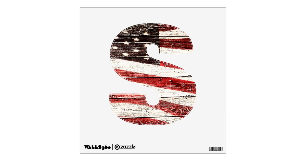 Alphabet Letter S American Flag Painted Wood Wall Sticker Zazzle Com