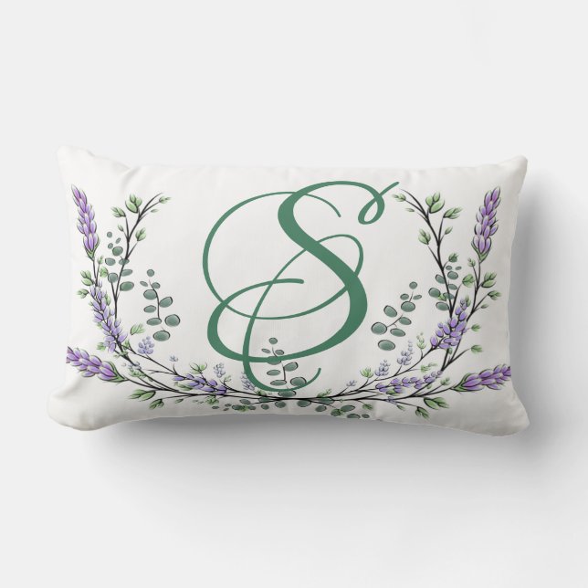 Alphabet letter S Lavender Eucalyptus Lumbar Pillow (Front)