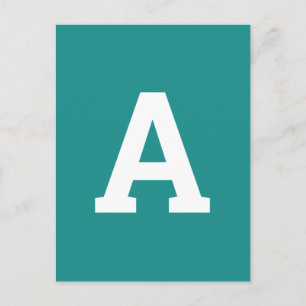 Alphabet Letter Teal Green Modern Minimalist Postcard
