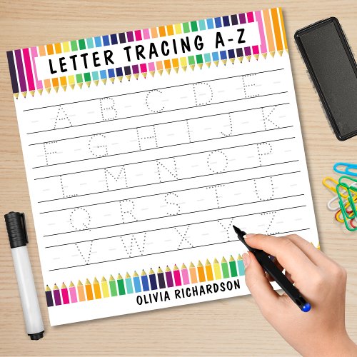 Alphabet Letter Tracing A_Z Elementary School Dry Erase Board