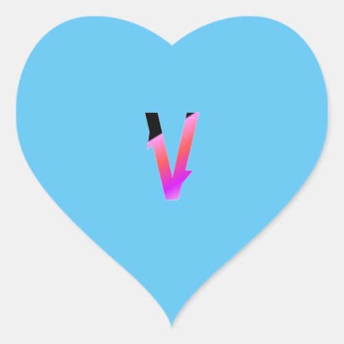 Alphabet letter V sticker Heart Sticker