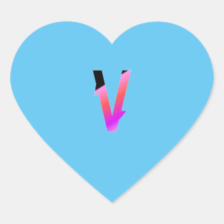 Alphabet letter V sticker. Heart Sticker