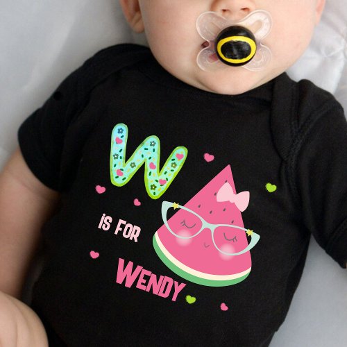  Alphabet  Letter W   Add your Name Cute  Baby Bodysuit