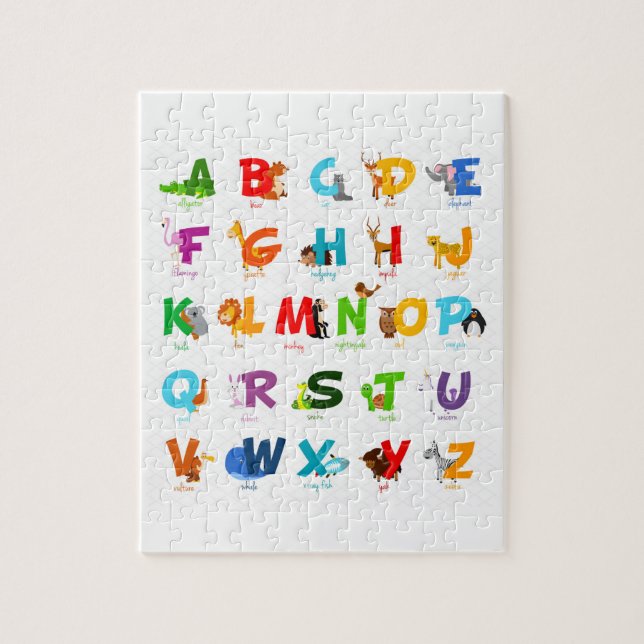 Alphabet letter with animals jigsaw puzzle (Vertical)