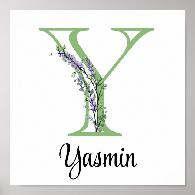 Alphabet letter Y Lavender Eucalyptus nursery  Poster (Front)