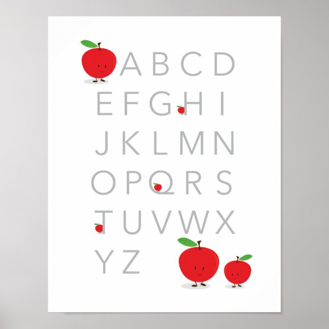 Alphabet Letters ABC Educational Apple Fruit Poster (Front)