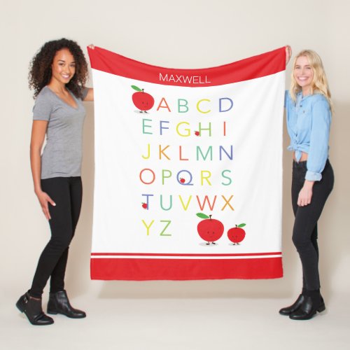 Alphabet Letters ABC Educational Colorful Apple Fleece Blanket