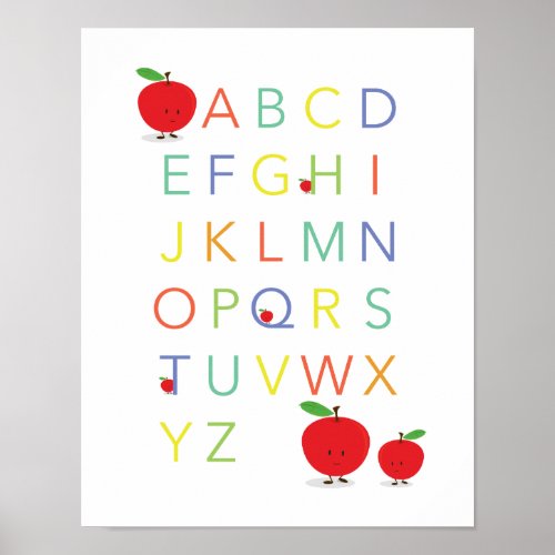 Alphabet Letters ABC Educational Colorful Apple Poster