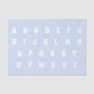 Alphabet Letters Abc pattern light blue white Tissue Paper