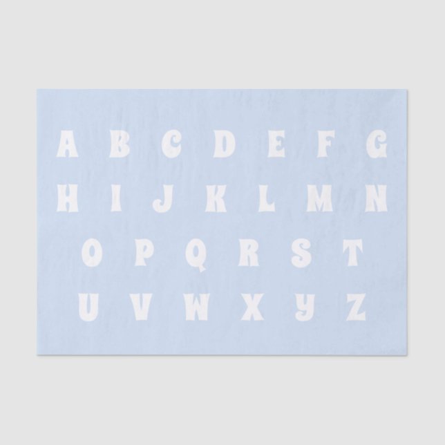 Alphabet Letters Abc pattern light blue white Tissue Paper (Front)