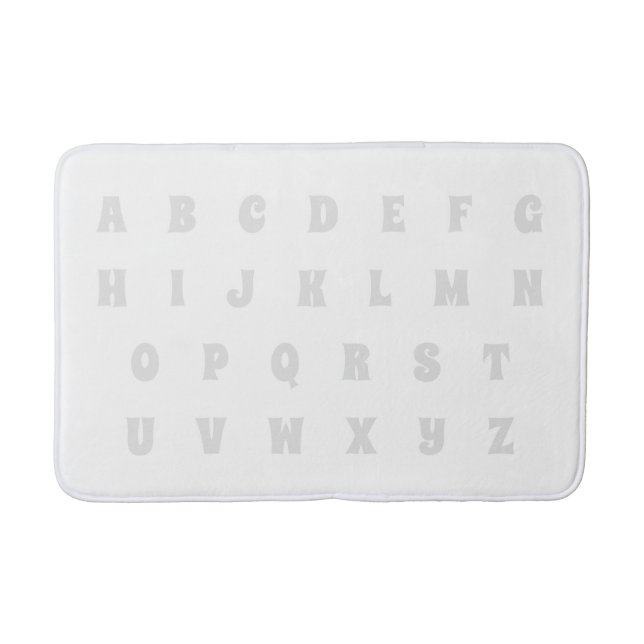 Alphabet Letters Abc pattern light grey white kids Bath Mat (Front)