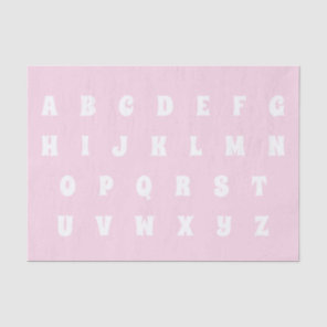 Alphabet Letters Abc pattern light pink white Tissue Paper
