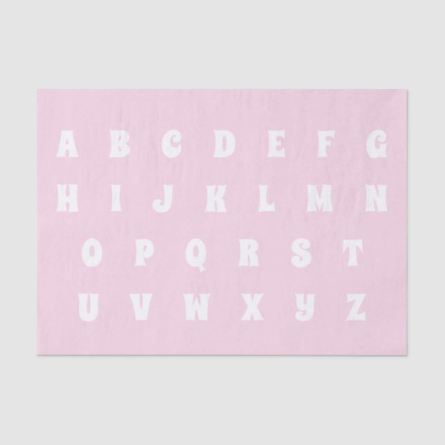Alphabet Letters Abc pattern light pink white Tissue Paper (Front)