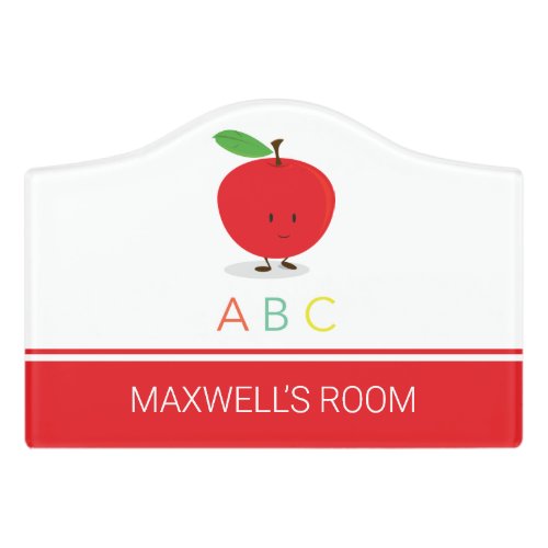 Alphabet Letters ABC Red Apple Kids Name Door Sign