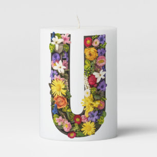 Alphabet letters flowers pillar candle