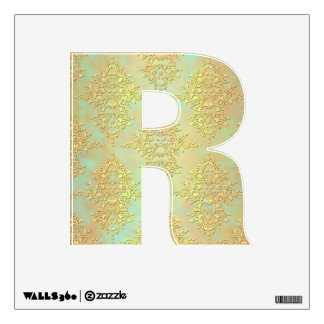 Alphabet Letters in Gold and Green Damask Wall Decal