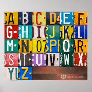 Alphabet Letters License Plate Art Poster