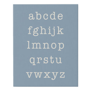 Alphabet Letters Minimalist Typewriter Dusty Blue Faux Canvas Print