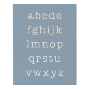 Alphabet Letters Minimalist Typewriter Dusty Blue Faux Canvas Print