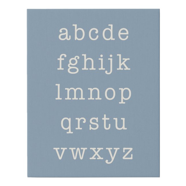 Alphabet Letters Minimalist Typewriter Dusty Blue Faux Canvas Print (Front)