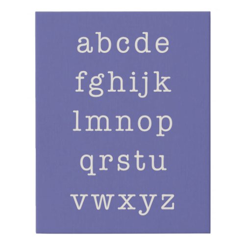 Alphabet Letters Minimalist Typewriter  Purple Faux Canvas Print
